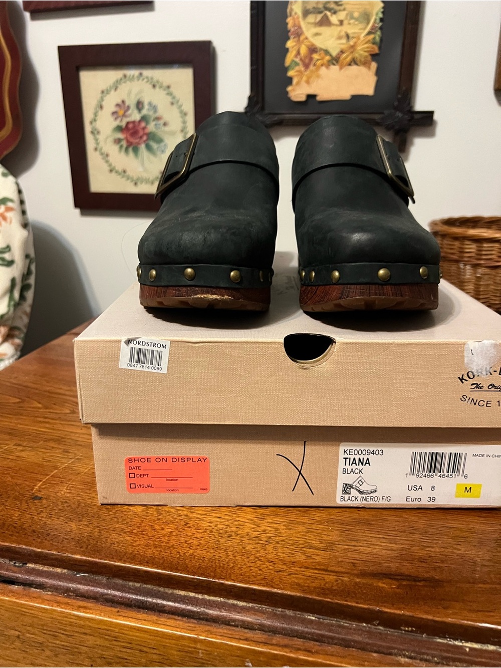 Kork-Ease Black Leather Studded Clog Mule with Buckle Detail - Picture 3 of 10